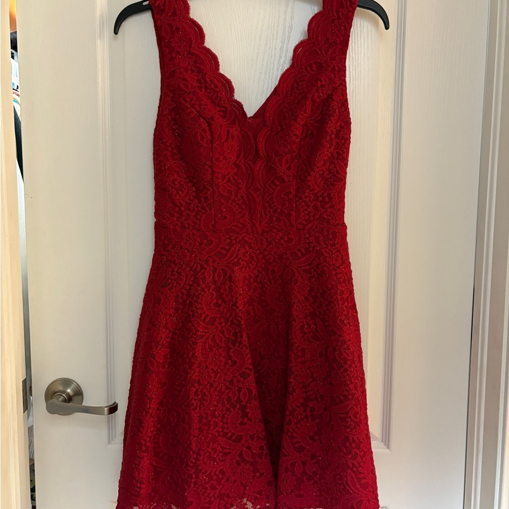 City Studio Red Lace Mini Dress